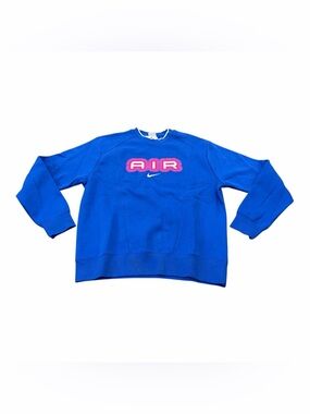 Nike Air Men's Fleece Crew Neck Blue Sweatshirt Retro Size Medium, NEW